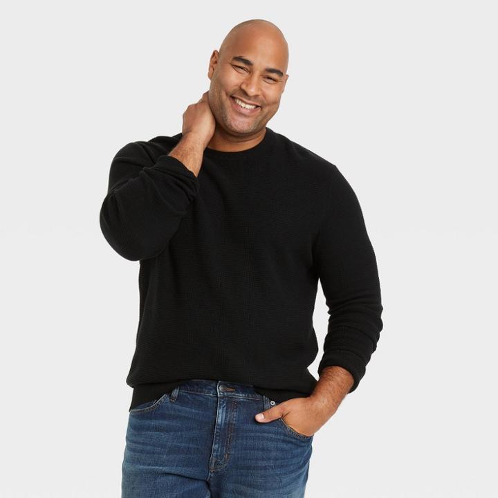 Men's Tall Regular Fit Crewneck Pullover Sweater - Goodfellow & Co Black