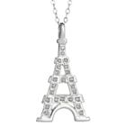 Target Sterling Silver Eiffel Tower Necklace With Diamond Accents - White, Women's