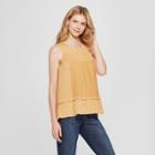 Women's Smocked Front Knit To Woven Tank - Knox Rose Gold