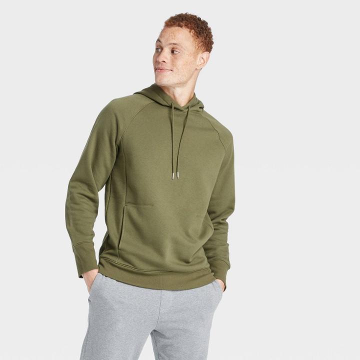 Men's Cotton Fleece Pullover Hoodie - All In Motion Olive