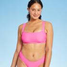 Juniors' Square Neck Bralette Bikini Top - Xhilaration Pink D/dd Cup