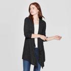 Women's Striped Long Sleeve Open Front Cardigan - Knox Rose Black