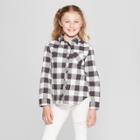 Plus Size Girls' Woven Long Sleeve Button-down Shirt - Cat & Jack Charcoal