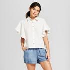 Women's Ruffle Sleeve Button-down Shirt - Universal Thread White