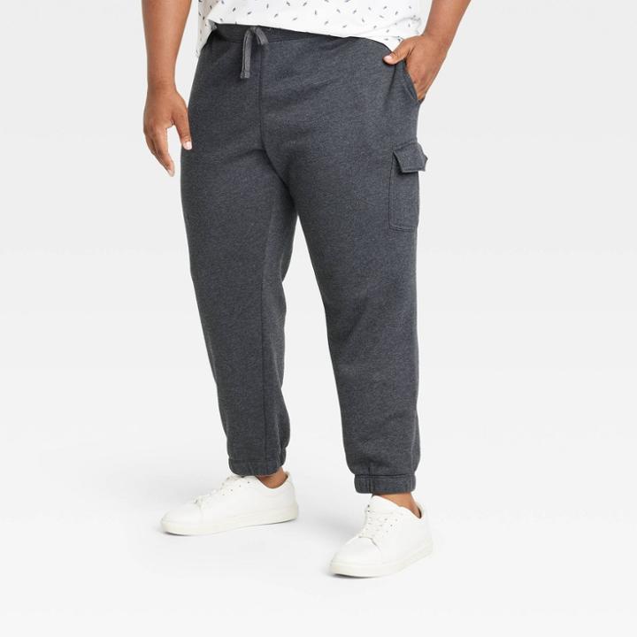 Men's Big & Tall Ultra Soft Fleece Tapered Cargo Pants - Goodfellow & Co Charcoal Gray