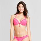 Women's Shell Push-up Embroidery Stitch Bikini Top - Shade & Shore Neon Pink