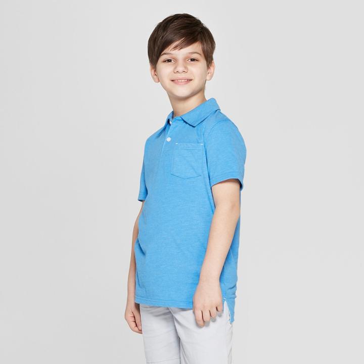 Boys' Short Sleeve Slub Knit Polo Shirt - Cat & Jack Blue