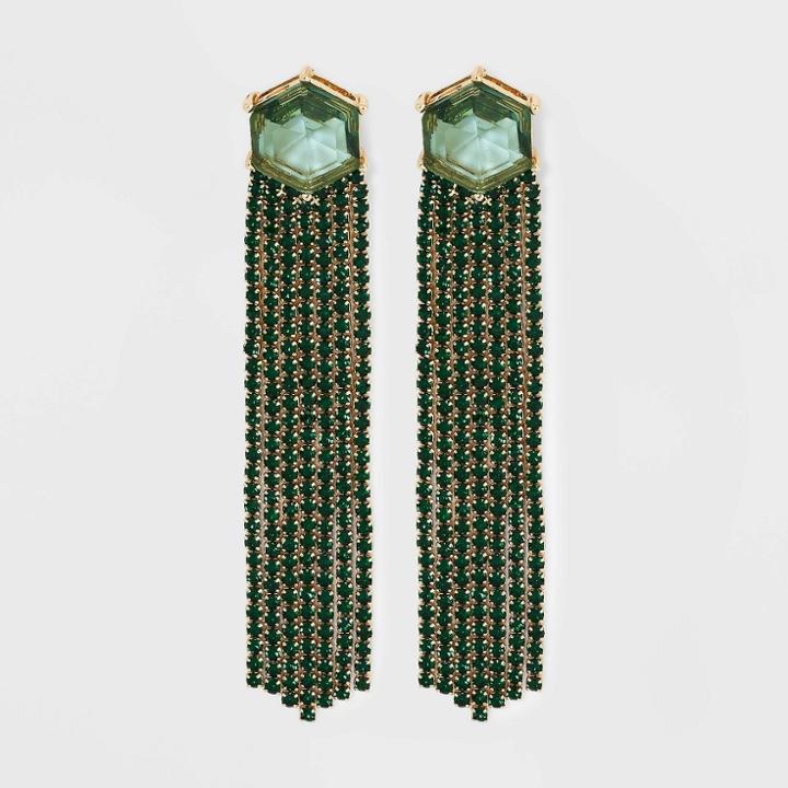 Rhinestones With Linear Earrings - A New Day Green