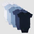 Honest Baby Boys' 5pk Short Sleeve Bodysuit - Blue Newborn