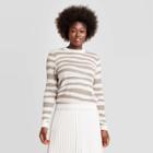 Women's Animal Print Crewneck Pullover Sweater - A New Day Cream