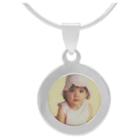 Women's Journee Collection Circle Picture Frame Pendant Necklace In Sterling Silver -