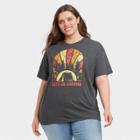 Fifth Sun Women's Plus Size Let's Go Camping Short Sleeve Graphic T-shirt - Charcoal Gray