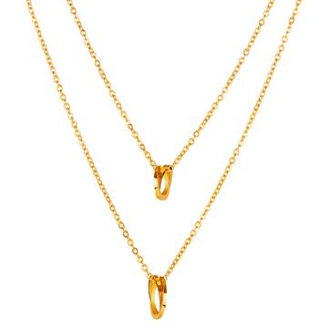Elya Circle Dual Layered Chain Necklace - Gold
