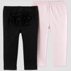 Baby Girls' 2pk Fox Pants - Just One You Made By Carter's Black/white