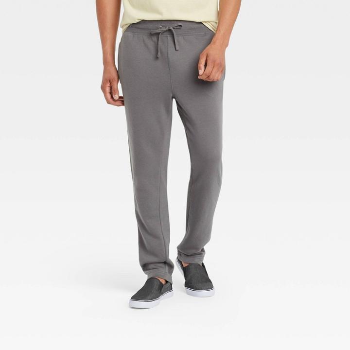 Men's Open Bottom Fleece Jogger Pants - Goodfellow & Co Thundering Gray