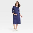 Long Sleeve Cozy Knit Maternity Dress - Isabel Maternity By Ingrid & Isabel Navy Blue