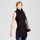 Women's Sleeveless Turtleneck Tunic Sweater - Alison Andrews Black