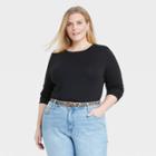 Women's Plus Size Long Sleeve T-shirt - Ava & Viv Black