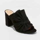 Women's Neima Knotted Bow Heeled Mule Pumps - A New Day Black