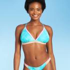 Juniors' Crochet Trim Triangle Bikini Top - Xhilaration Pool Blue Tie-dye D/dd Cup