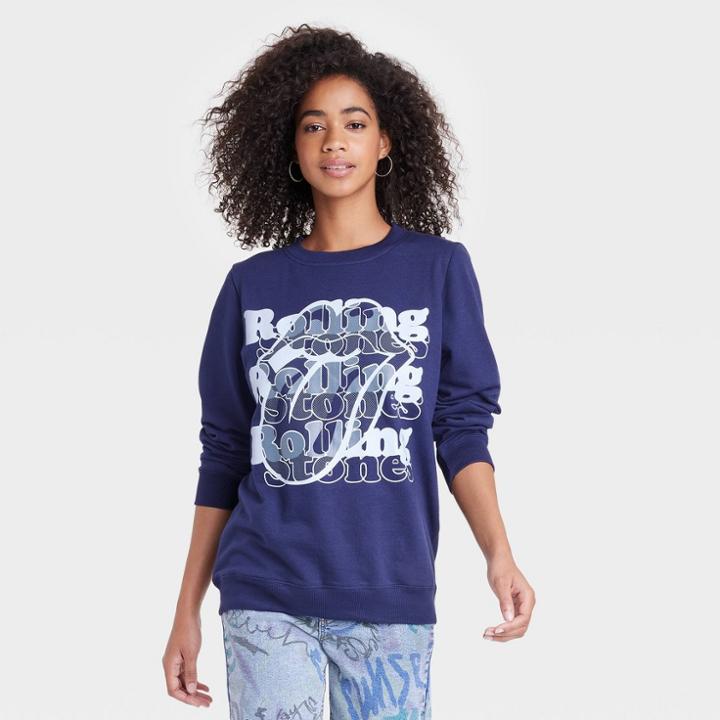 Women's The Rolling Stones Graphic Sweatshirt - Navy Blue