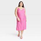 Women's V-neck Slip Dress - A New Day Pink Polka Dots