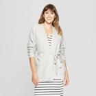 Women's Belted Open Layering Cardigan Sweater - A New Day Gray
