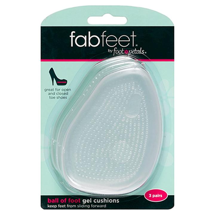 Women's Fab Feet By Foot Petals Ball Of Foot Gel Insoles Shoe Cushion Clear - 3 Pairs, Adult Unisex,