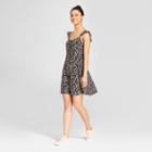 Women's Floral Button Front Ruffle Sleeve Dress - Mossimo Supply Co. Charcoal