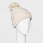 Women's Cuffed Knit Beanie With Lining - Universal Thread Cream One Size, Ivory