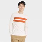Men's Standard Fit Striped Novelty Crewneck Long Sleeve T-shirt - Goodfellow & Co Ivory
