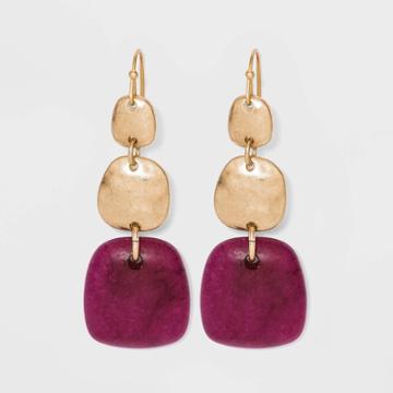 Semi-precious Dyed Quartz And Honey Topaz Worn Gold Drop Earrings - Universal Thread Fuchsia
