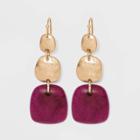 Semi-precious Dyed Quartz And Honey Topaz Worn Gold Drop Earrings - Universal Thread Fuchsia