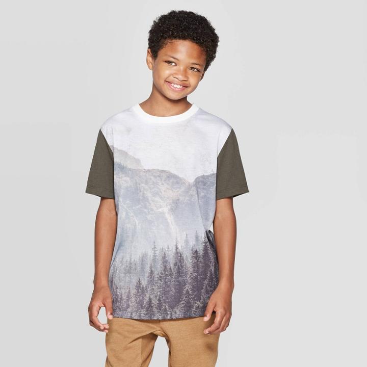 Boys' Short Sleeve Graphic T-shirt - Art Class Green/white