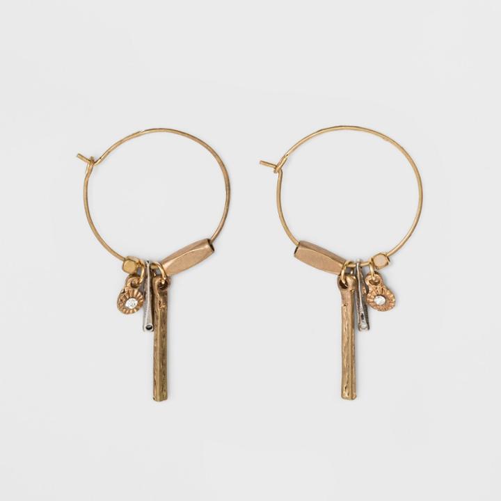 Delicate Wire Hoop With Charms Earrings - Universal Thread,