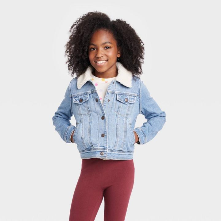 Girls' Sherpa Lined Jean Jacket - Cat & Jack