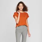 Women's Cuffed Short Sleeve T-shirt - A New Day Rust (red)