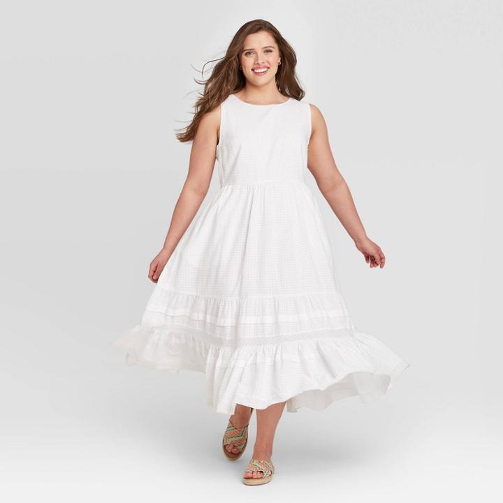Women's Plus Size Sleeveless Pintuck Dress - Universal Thread White 1x, Women's,