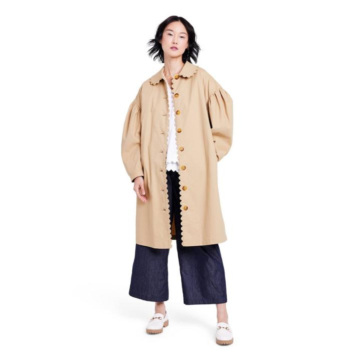 Women's Scallop Edge Trench Coat - Kika Vargas X Target Tan Xxs