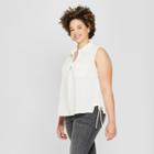 Women's Plus Size Side Tie Button Front Tank - Universal Thread Ivory X