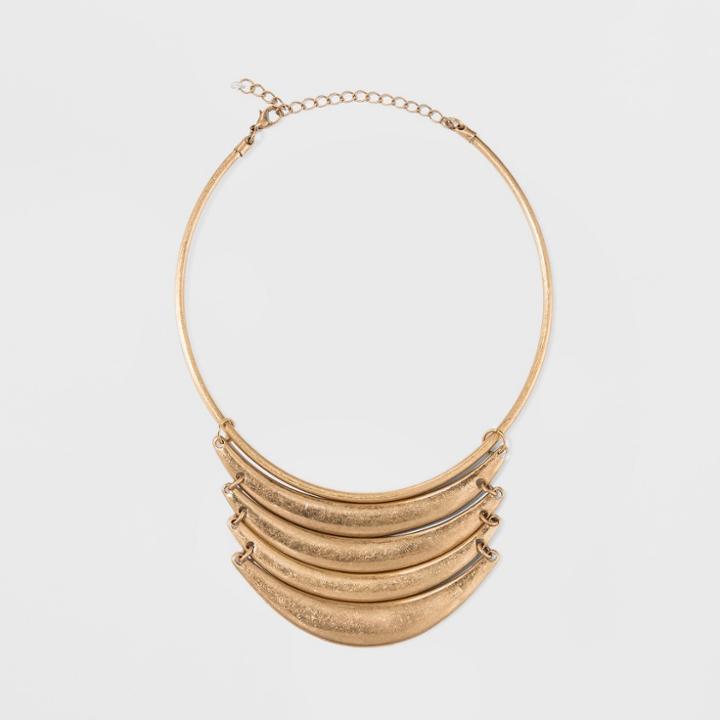 Target Women's Necklace Statement With Metallic Curved Bars - Gold