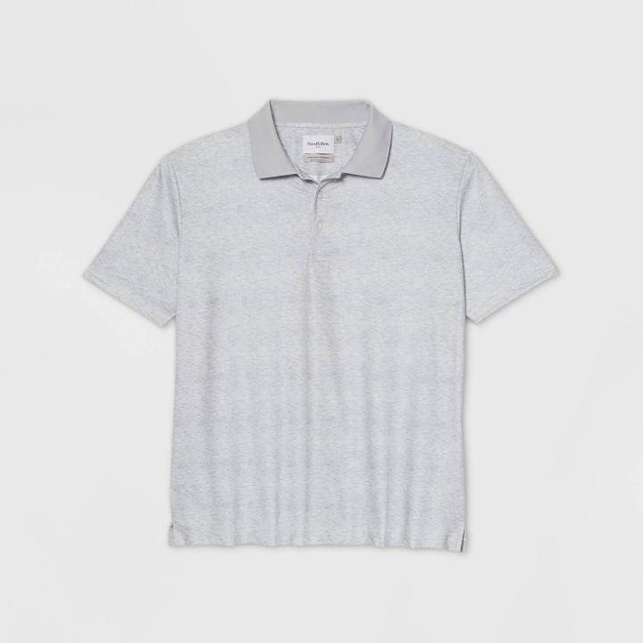 Men's Colorblock Big & Tall Standard Fit Short Sleeve Collared T-shirt - Goodfellow & Co Gray