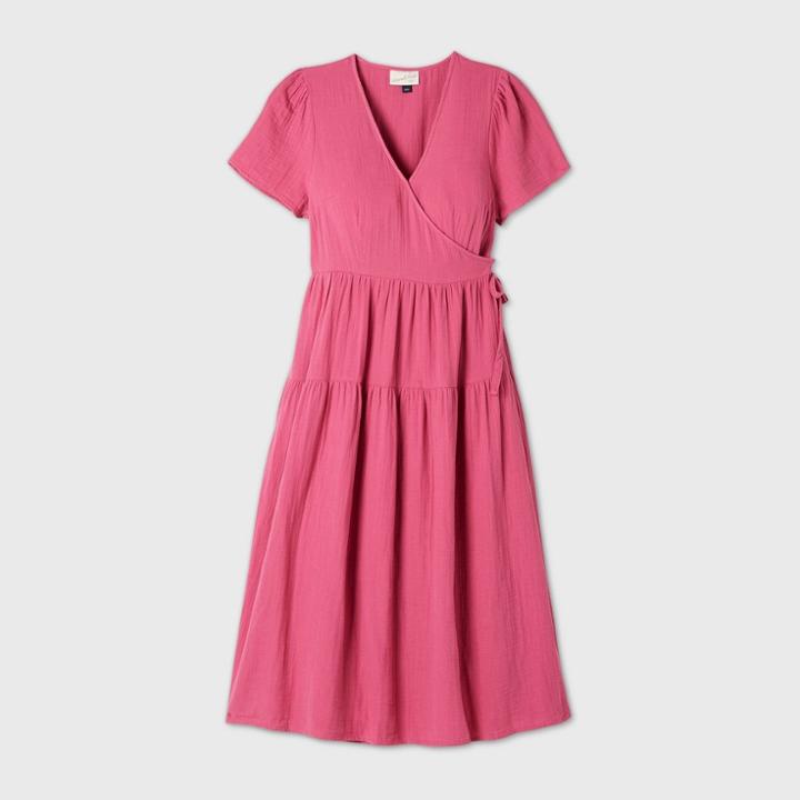 Women's Short Sleeve Wrap Dress - Universal Thread Rose