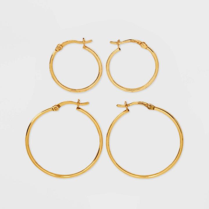 14k Gold Plated Click Top Duo Hoop Earring Set - A New Day Gold
