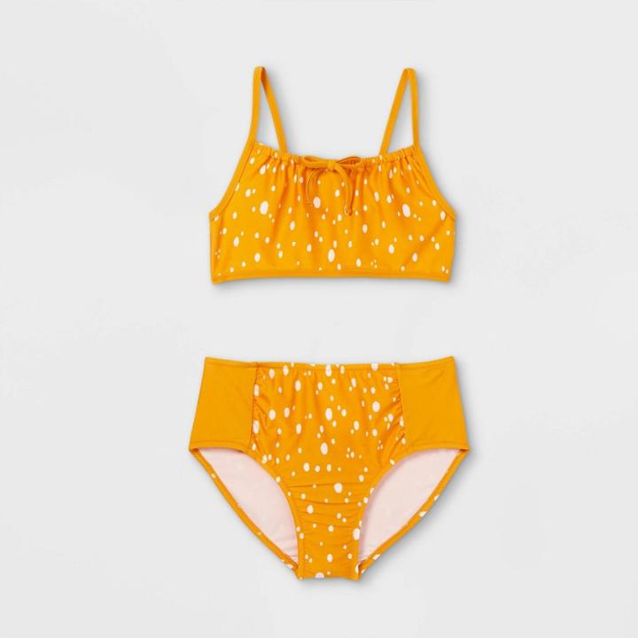 Girls' Dotted High Waist 2pc Bikini Set - Cat & Jack Yellow