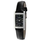 Peugeot Watches Peugeot Women's Silver Tone Rectangular Black Leather