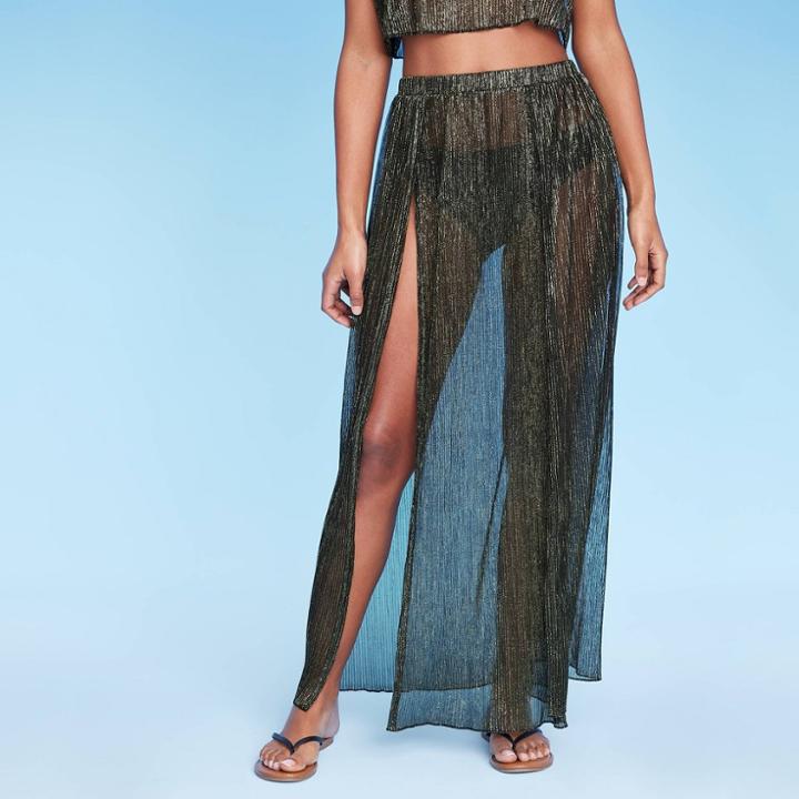 Shade & Shore Women's High Slit Lurex Cover Up Dress - Shade &