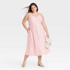 Women's Plus Size Sleeveless Button-front Dress - A New Day Pink