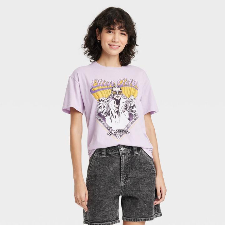 Women's Elton John Short Sleeve Graphic T-shirt - Purple