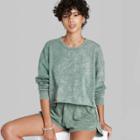 Women's Raw Hem Cropped Sweatshirt - Wild Fable Emerald Green